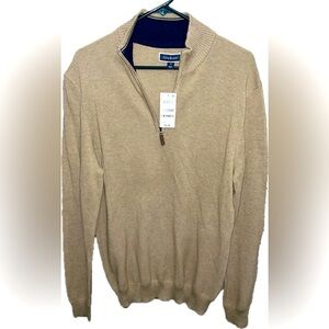 Men’s Quarter-Zip Cotton Long Sleeve Sweater